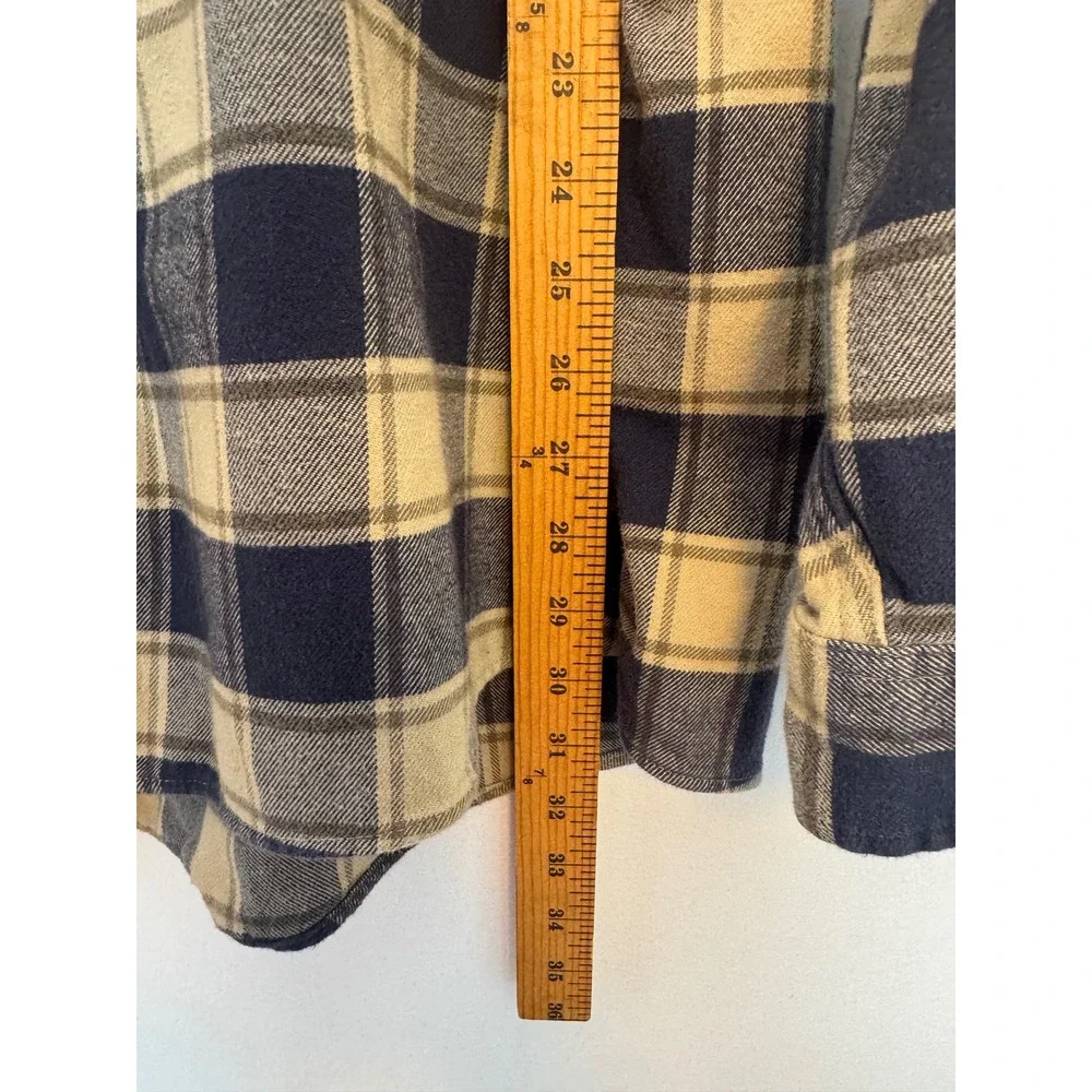 Outdoorsy Eddie Bauer Mens‎ 3XLT Flannel Shirt Navy Tan Plaid Long Sleeve Tall